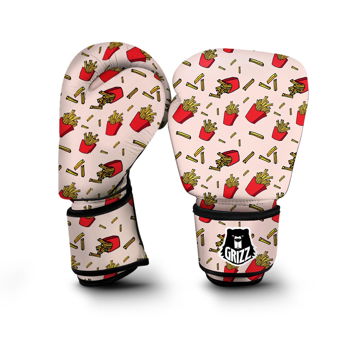 French Fries Pattern Print Boxing Gloves-grizzshop