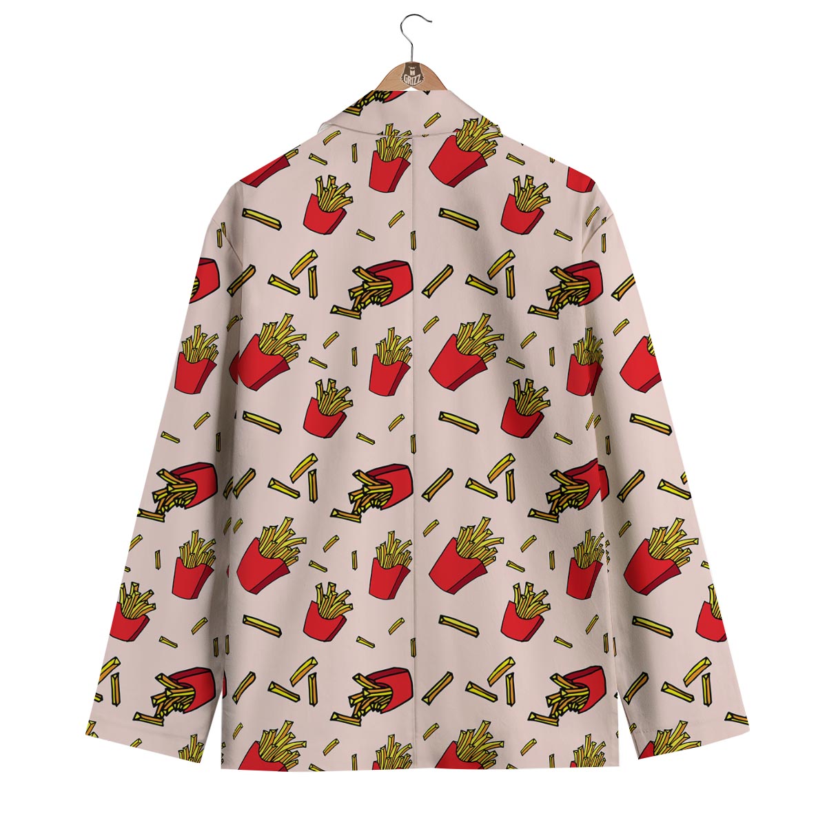 French Fries Pattern Print Men's Blazer-grizzshop