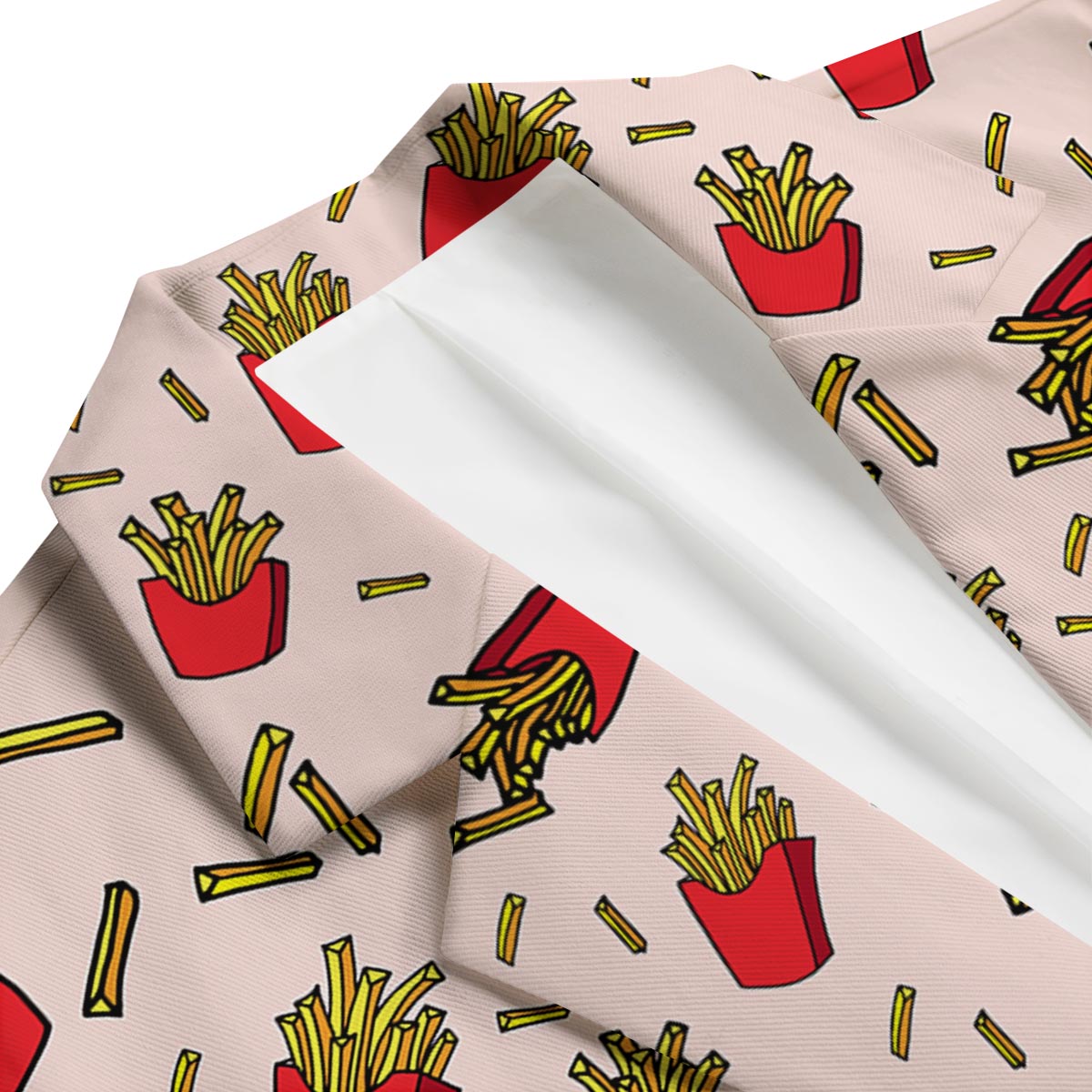 French Fries Pattern Print Men's Blazer-grizzshop