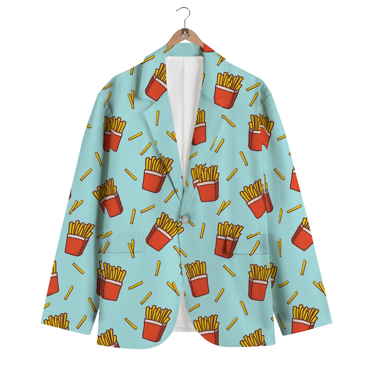 French Fries Print Pattern Men's Blazer-grizzshop