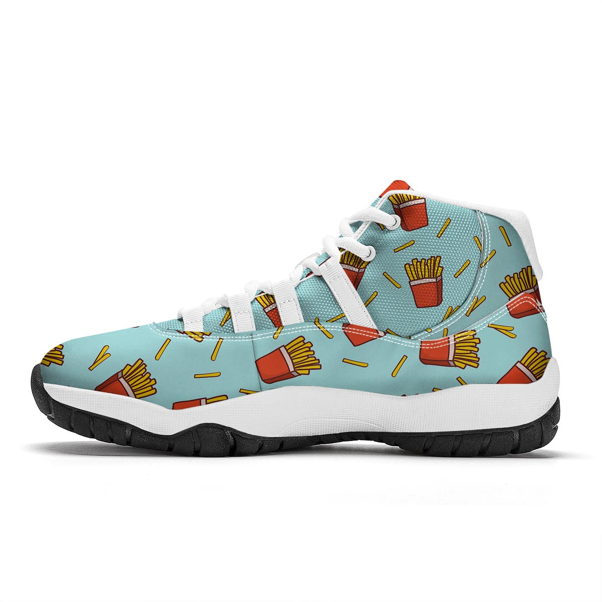 French Fries Print Pattern White Bball Shoes-grizzshop