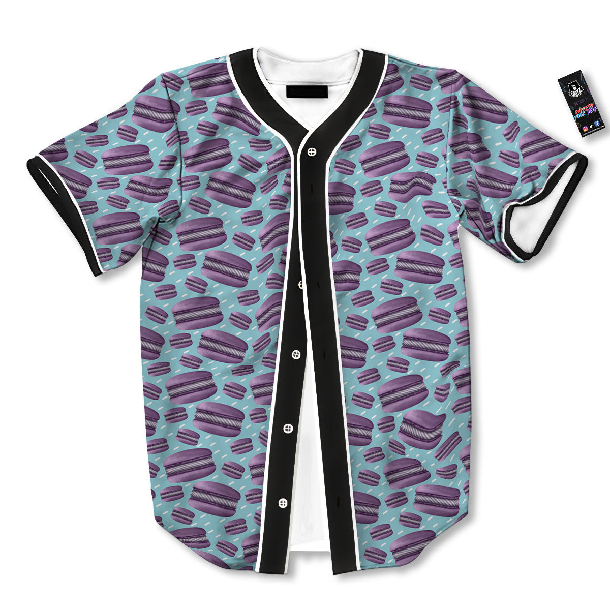 French Macarons Print Pattern Baseball Jersey-grizzshop