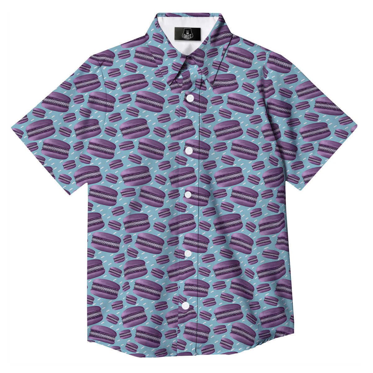 French Macarons Print Pattern Button Up Shirt-grizzshop