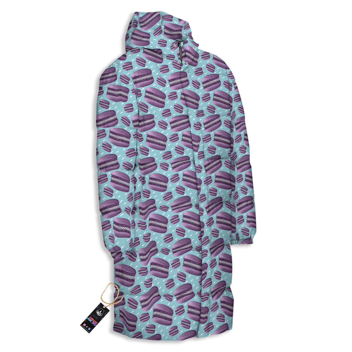 French Macarons Print Pattern Long Down Jacket-grizzshop