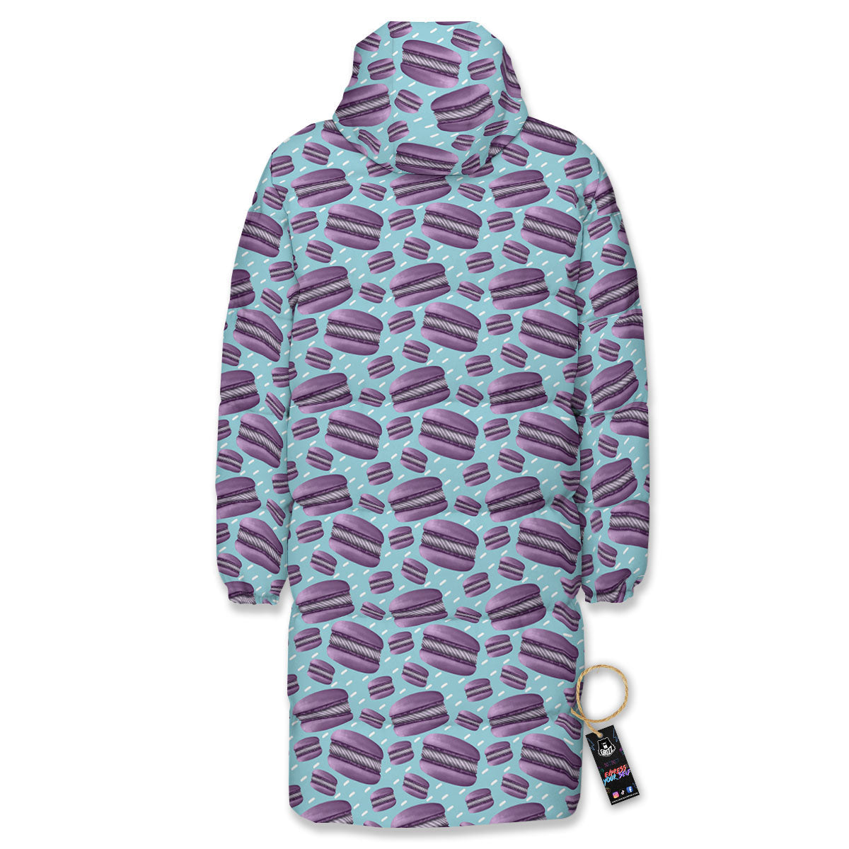 French Macarons Print Pattern Long Down Jacket-grizzshop