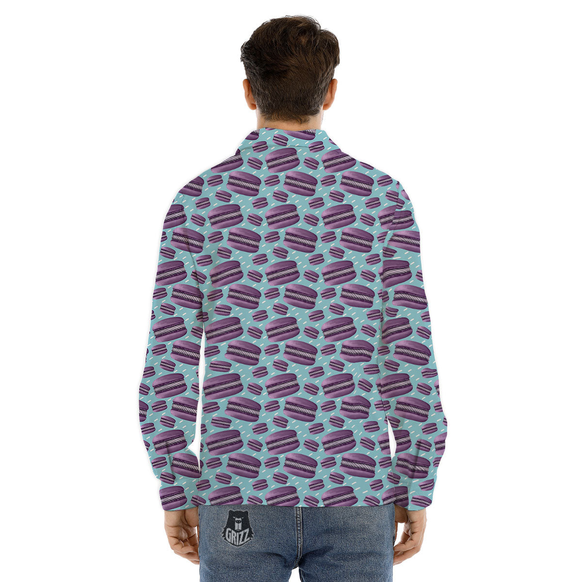 French Macarons Print Pattern Men's Dress Shirts-grizzshop