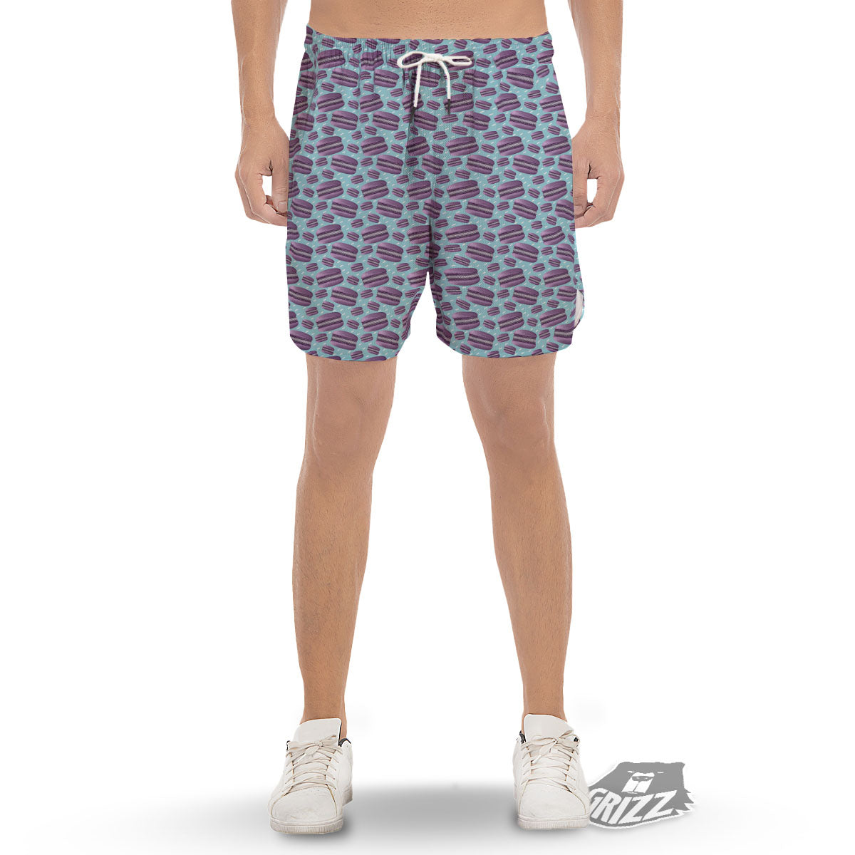 French Macarons Print Pattern Men's Gym Shorts-grizzshop