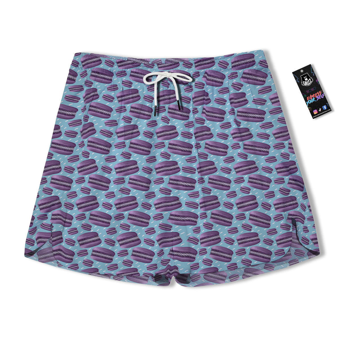 French Macarons Print Pattern Men's Running Shorts-grizzshop