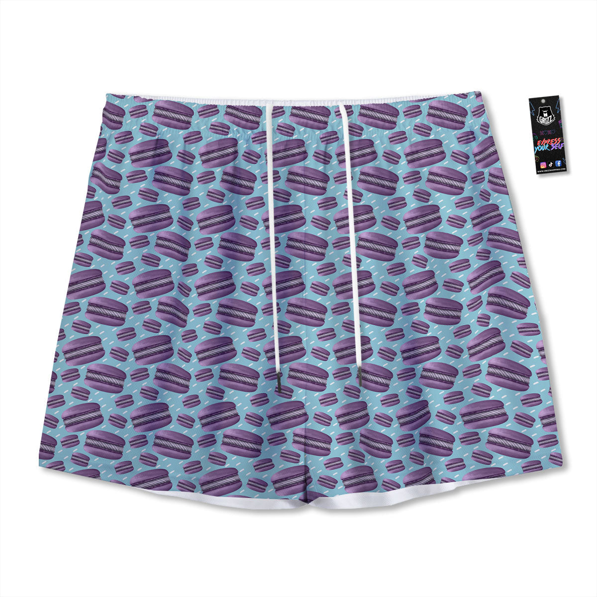 French Macarons Print Pattern Mesh Shorts