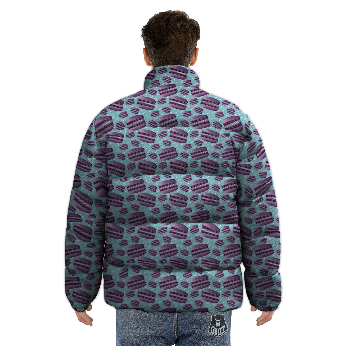 French Macarons Print Pattern Puffer Jacket-grizzshop