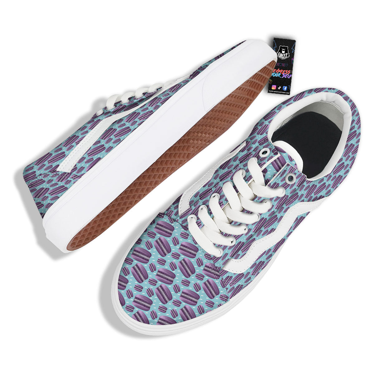 French Macarons Print Pattern Skate Shoes-grizzshop