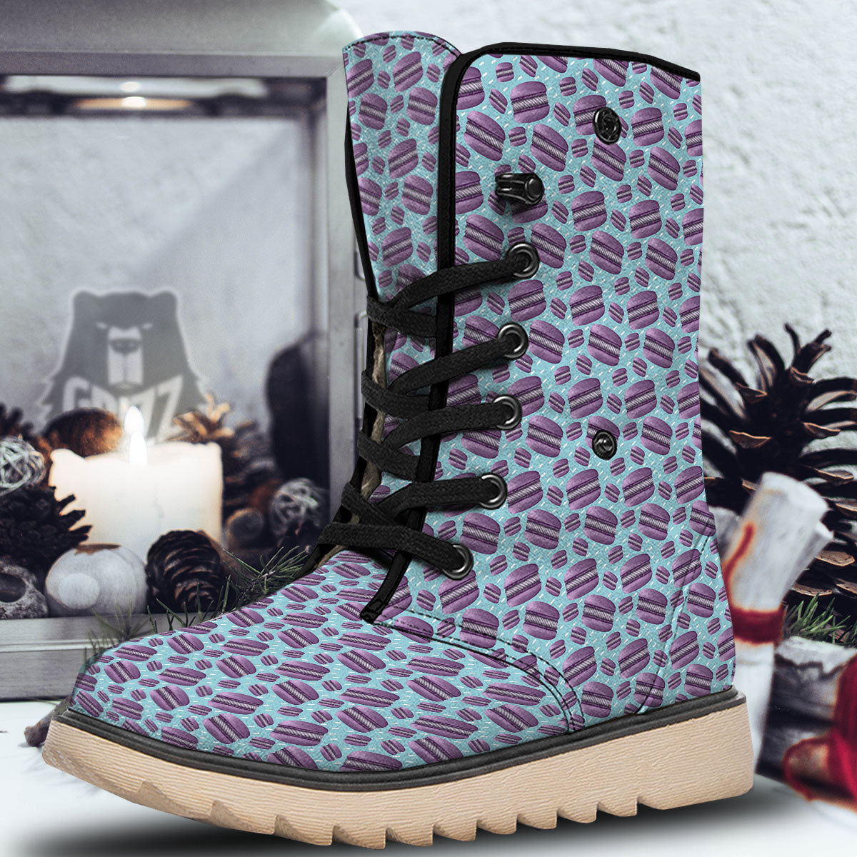 French Macarons Print Pattern Snow Boots-grizzshop