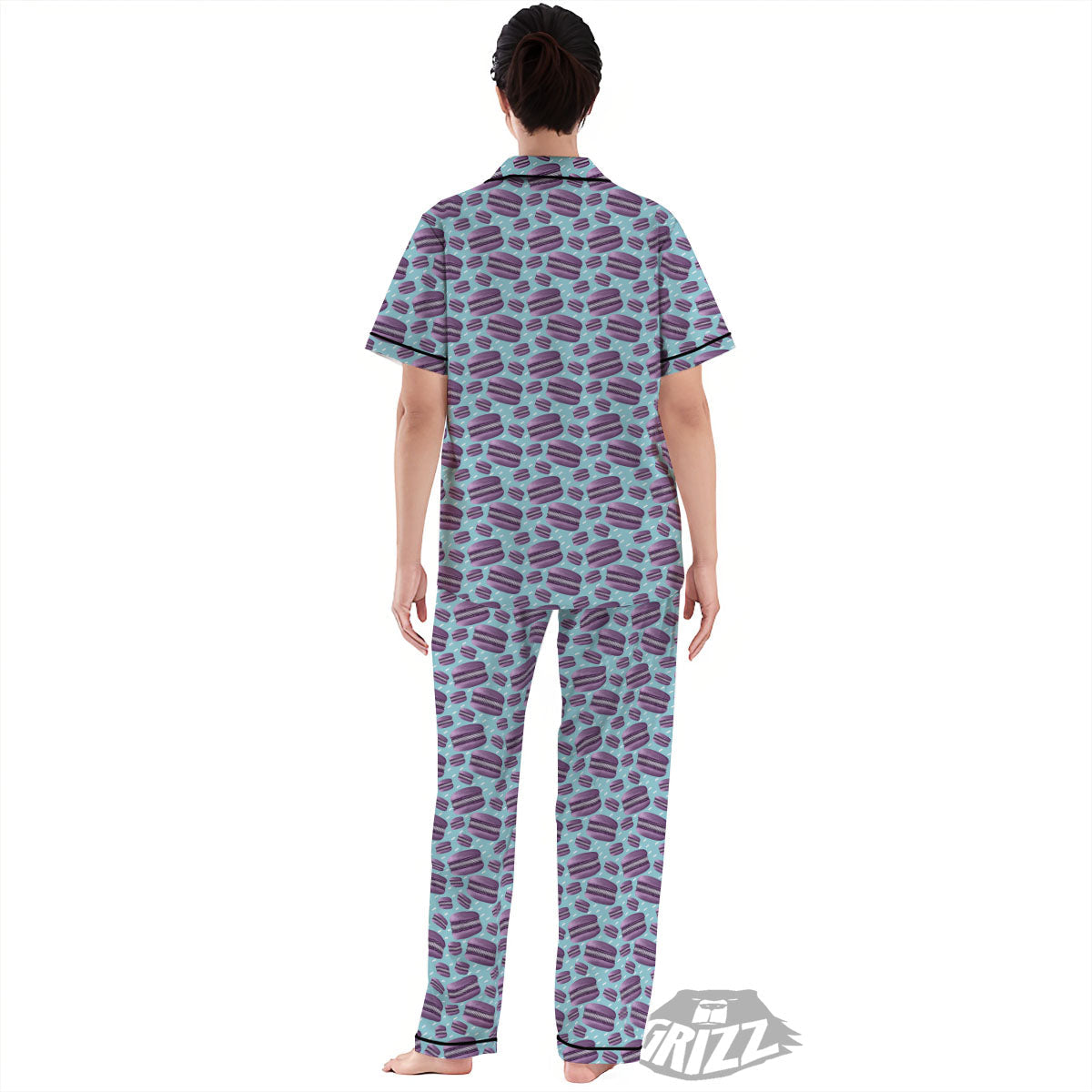 French Macarons Print Pattern Women's Pajamas Set-grizzshop