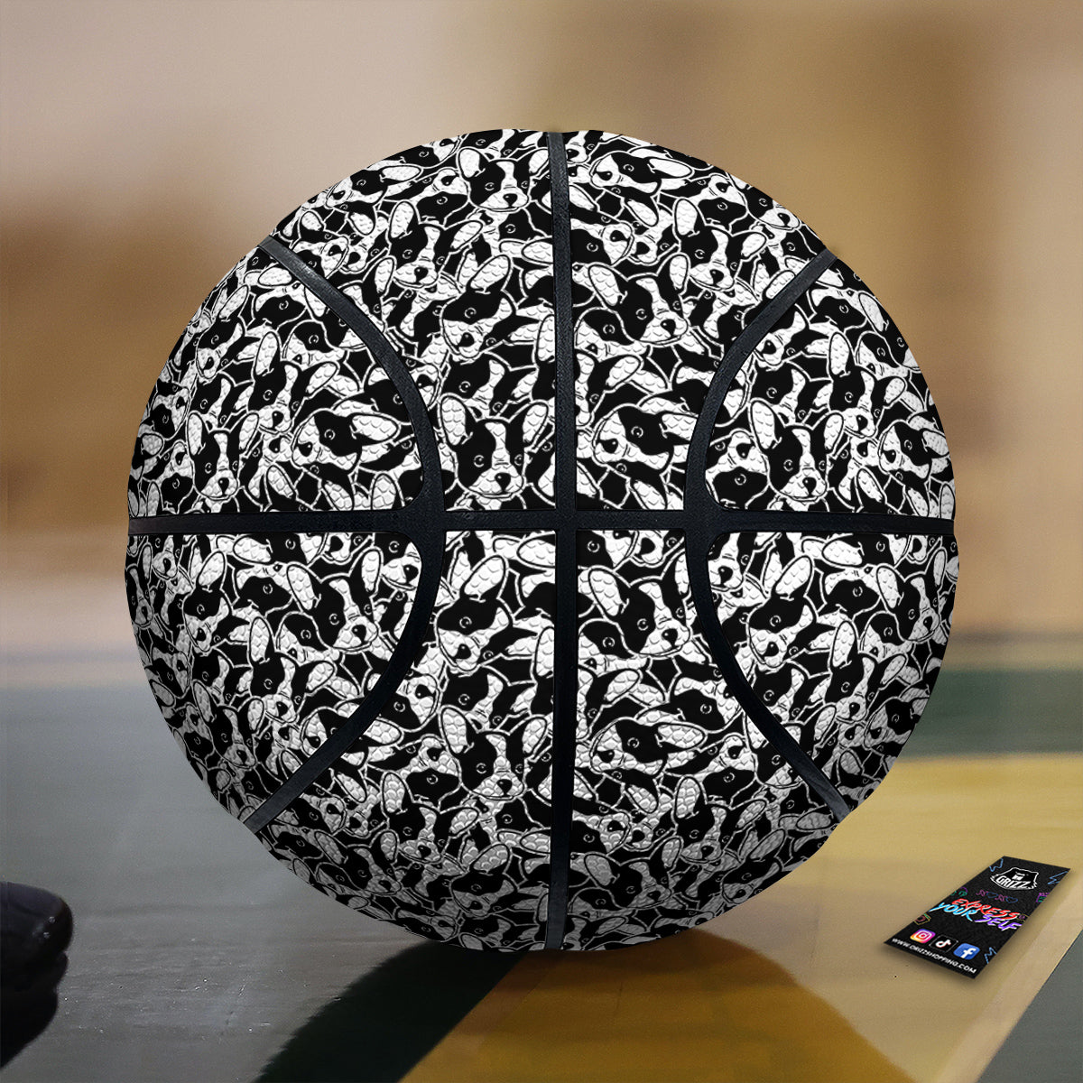 Gingham White And Navy Print Pattern Basketball