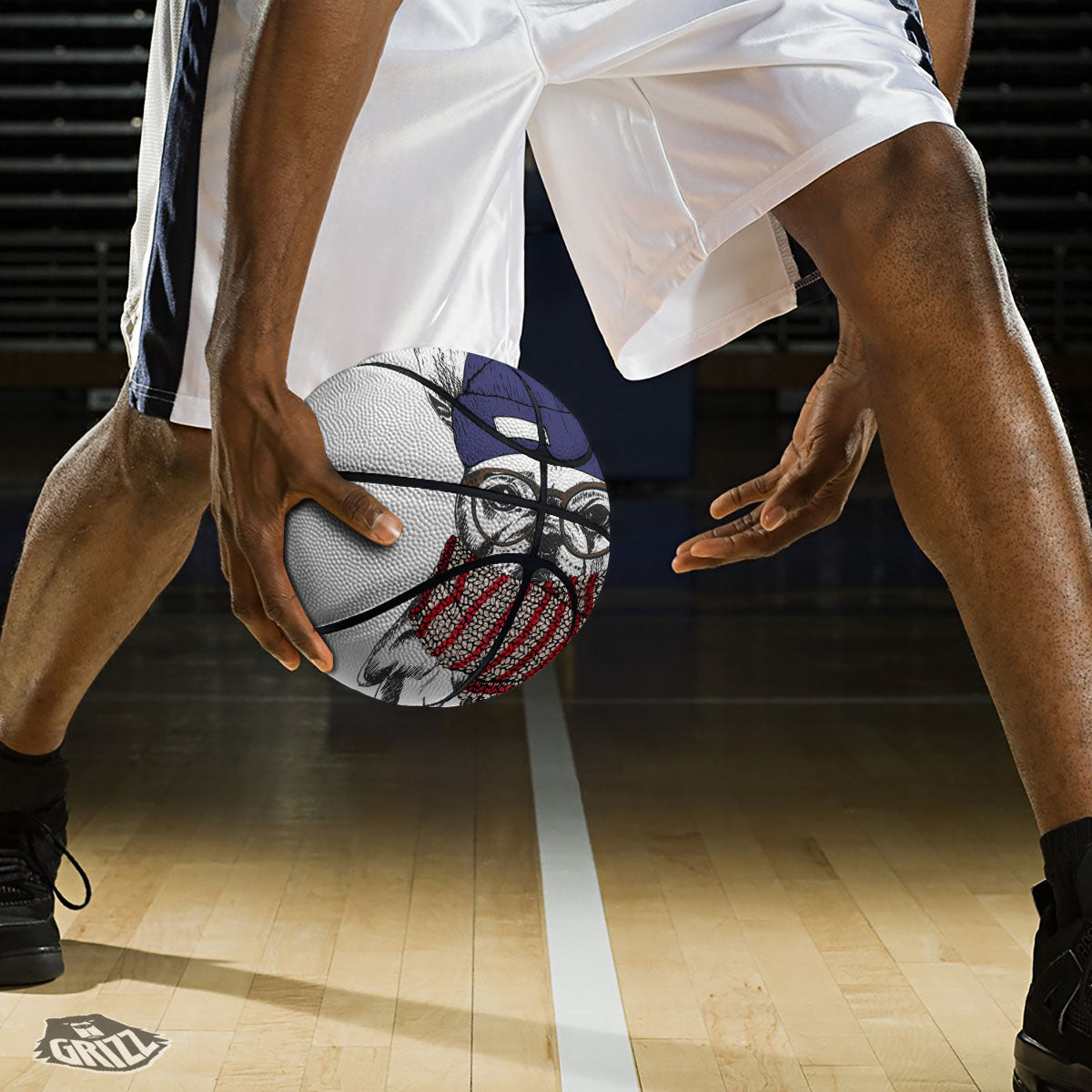 Gingham White And Orange Print Pattern Basketball