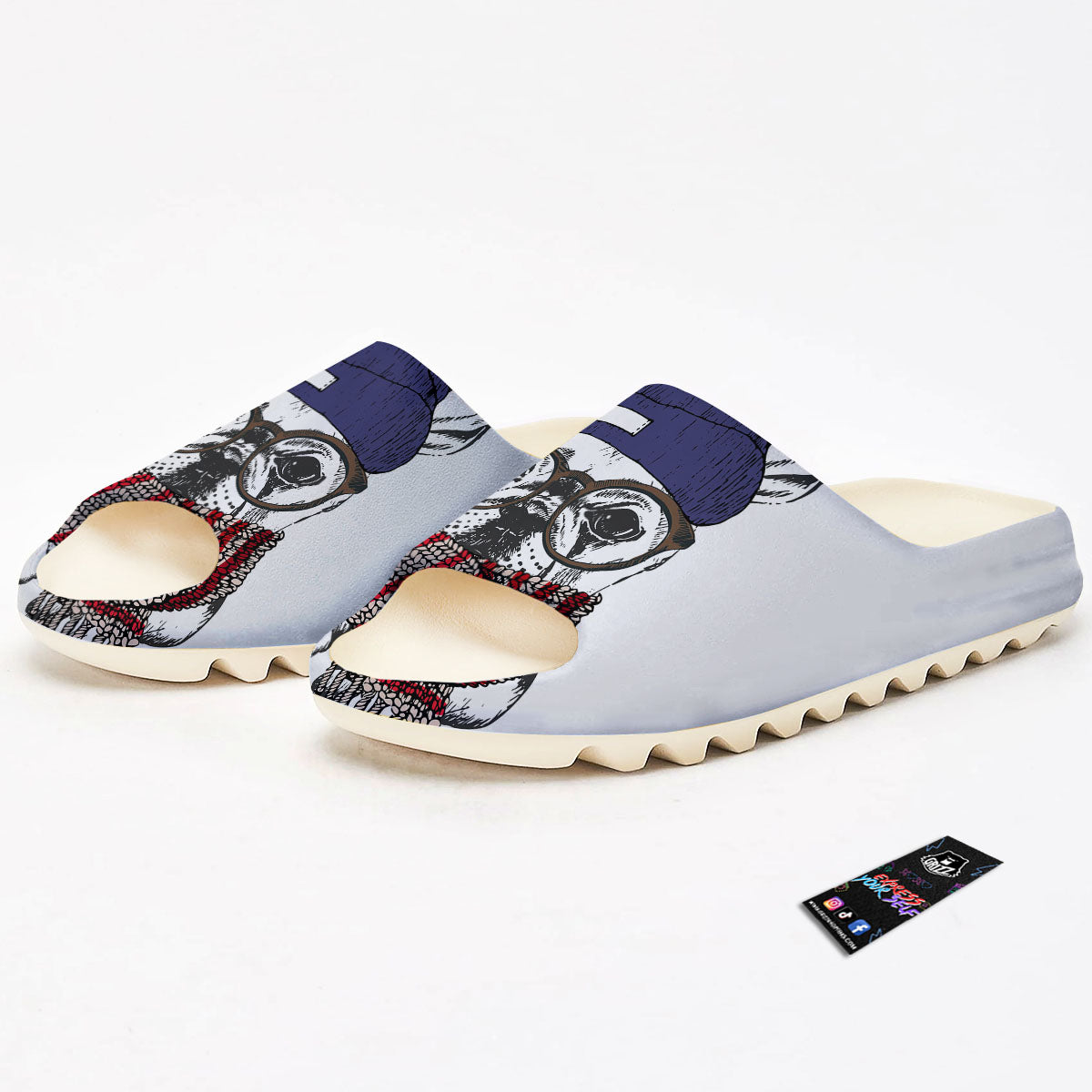 French Bulldog Wearing Glasses Print Sandals-grizzshop