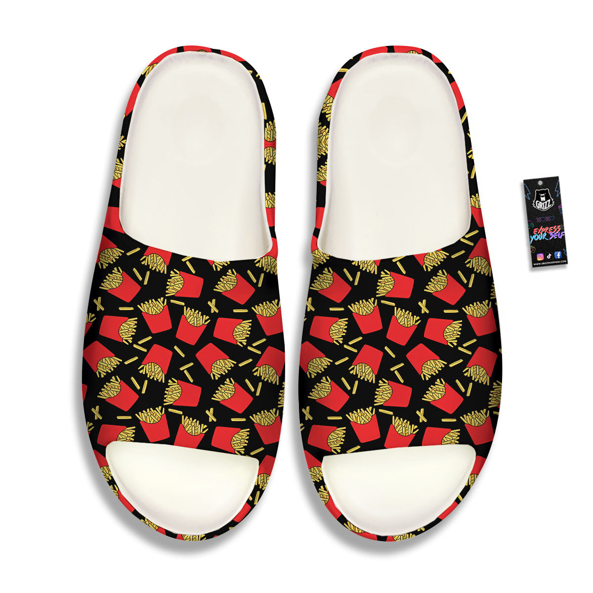 French Fries Doodle Print Pattern Sandals-grizzshop