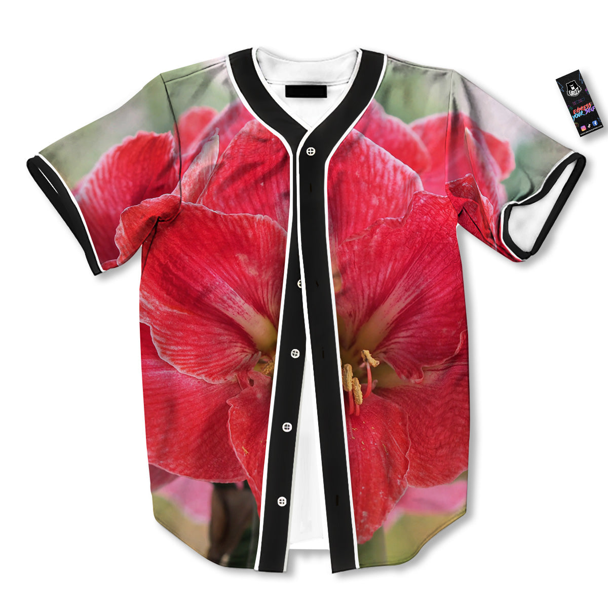 Fresh Amaryllis Print Baseball Jersey-grizzshop