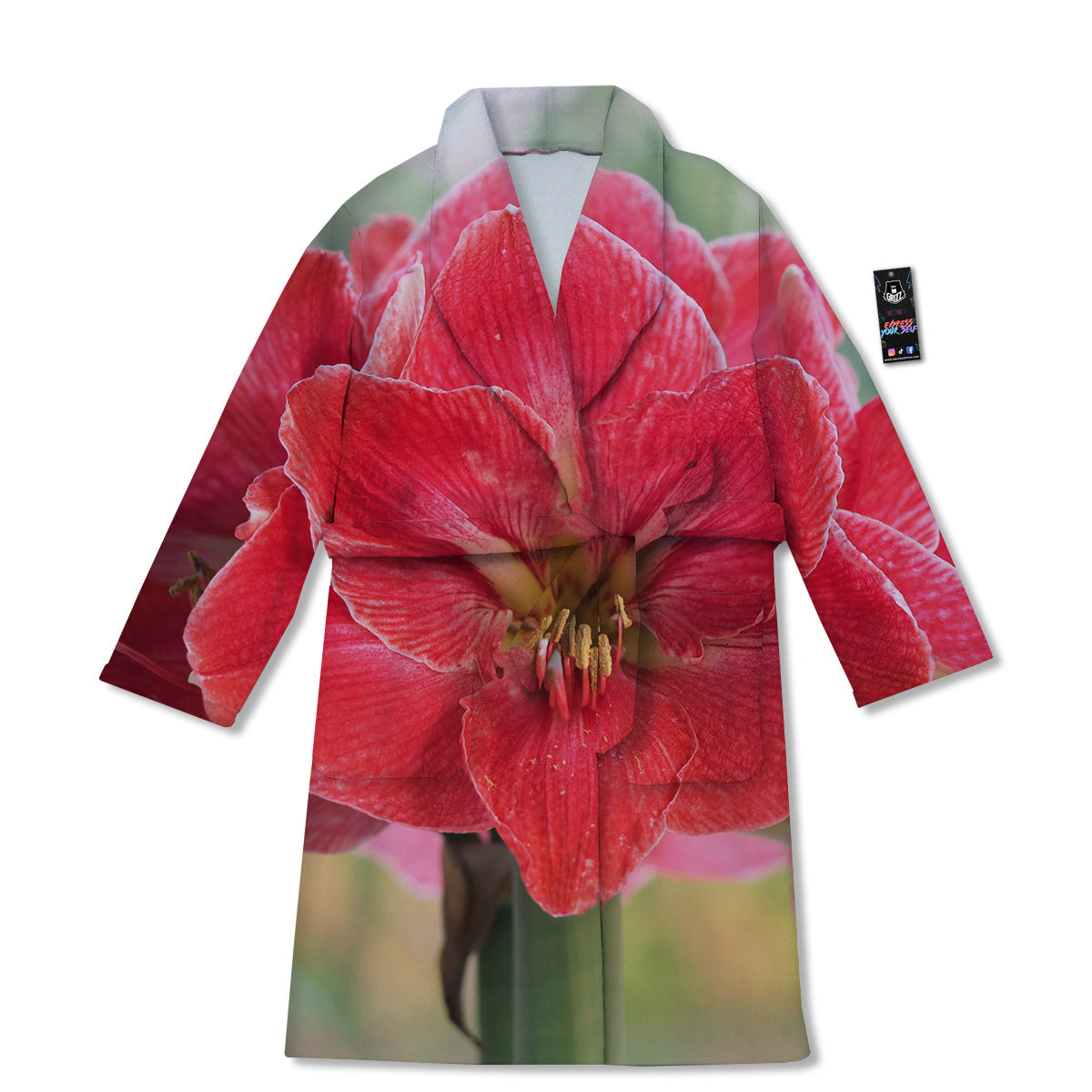 Fresh Amaryllis Print Bathrobe-grizzshop