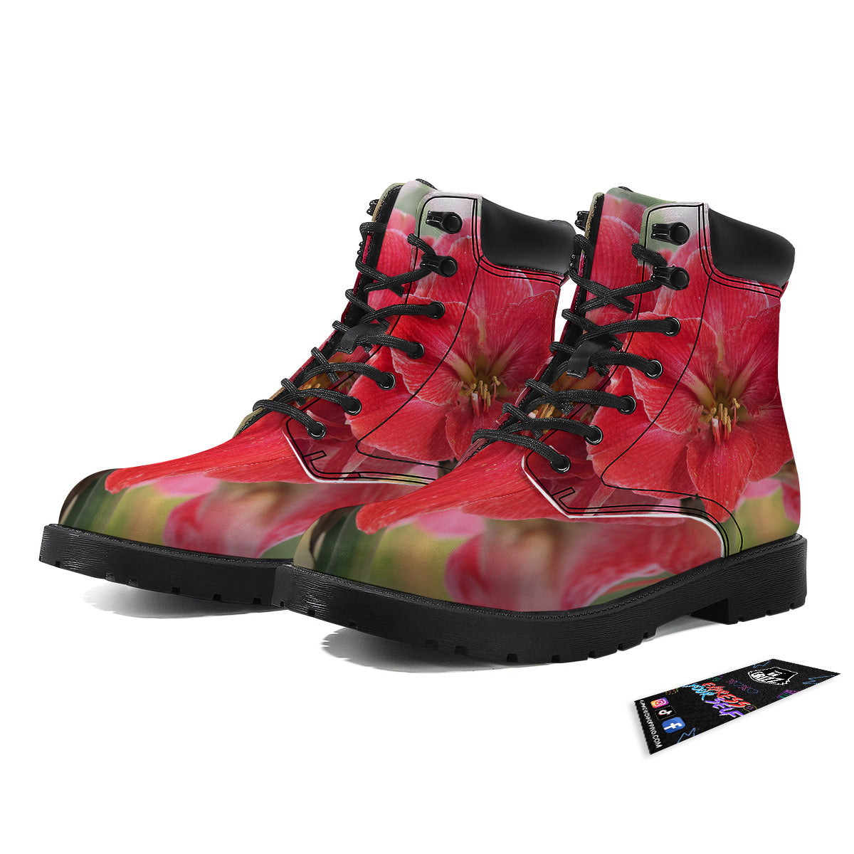 Fresh Amaryllis Print Boots-grizzshop