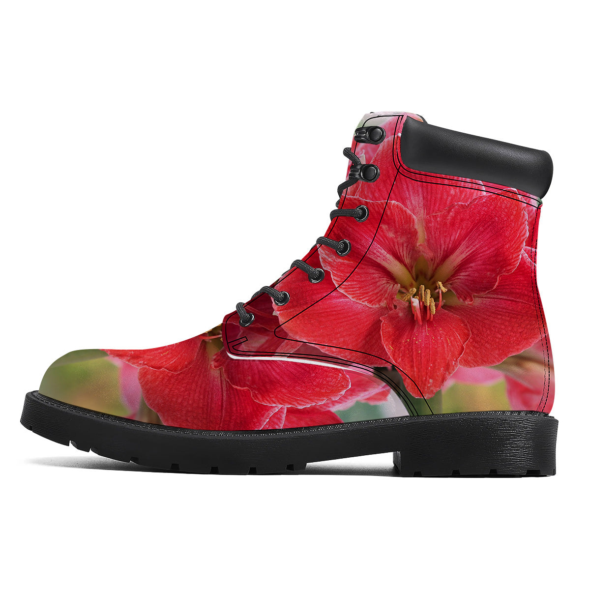 Fresh Amaryllis Print Boots-grizzshop