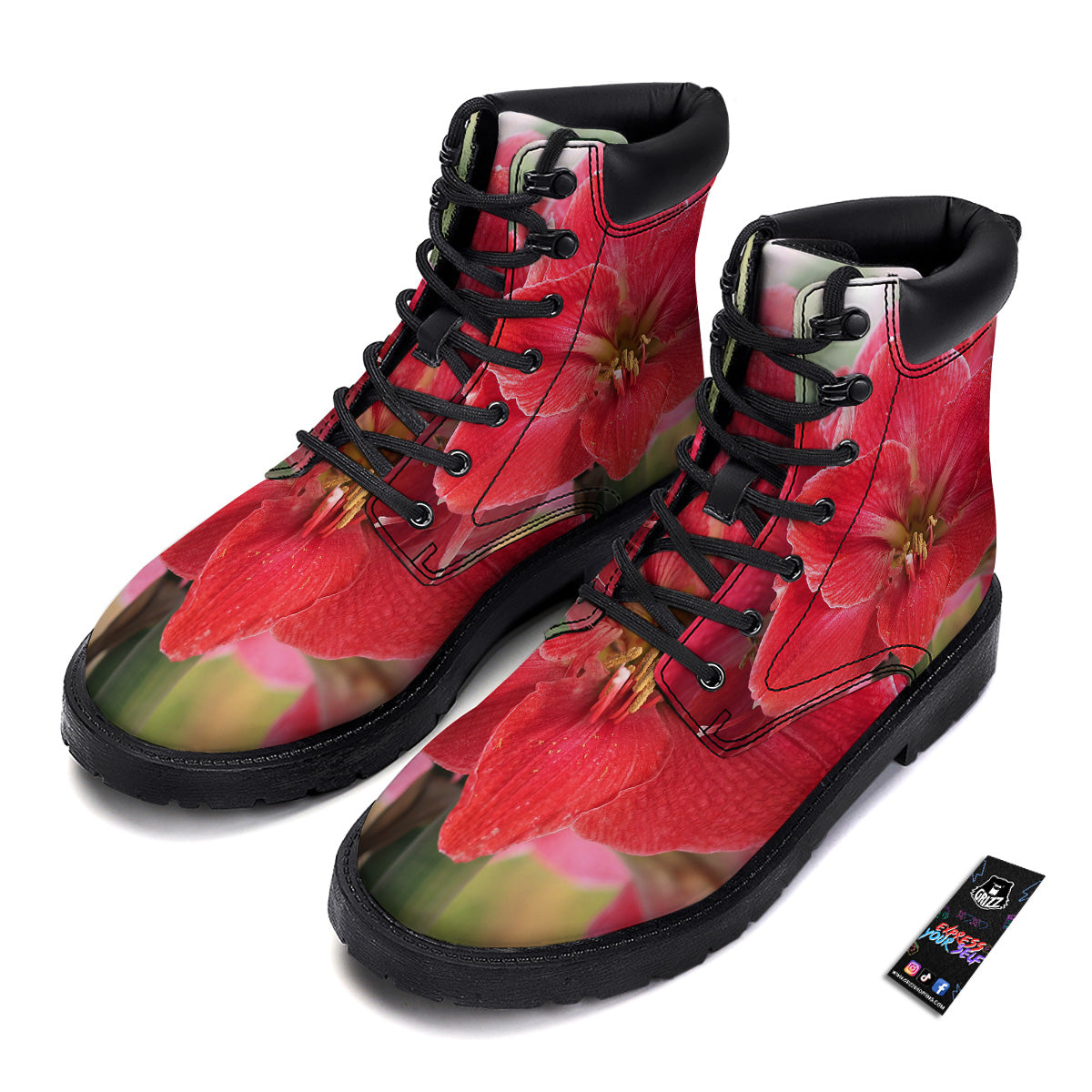 Fresh Amaryllis Print Boots-grizzshop