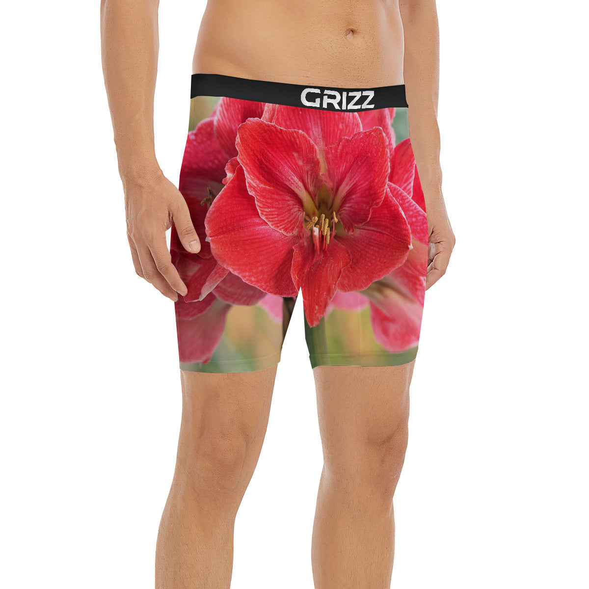 Fresh Amaryllis Print Boxer Briefs-grizzshop