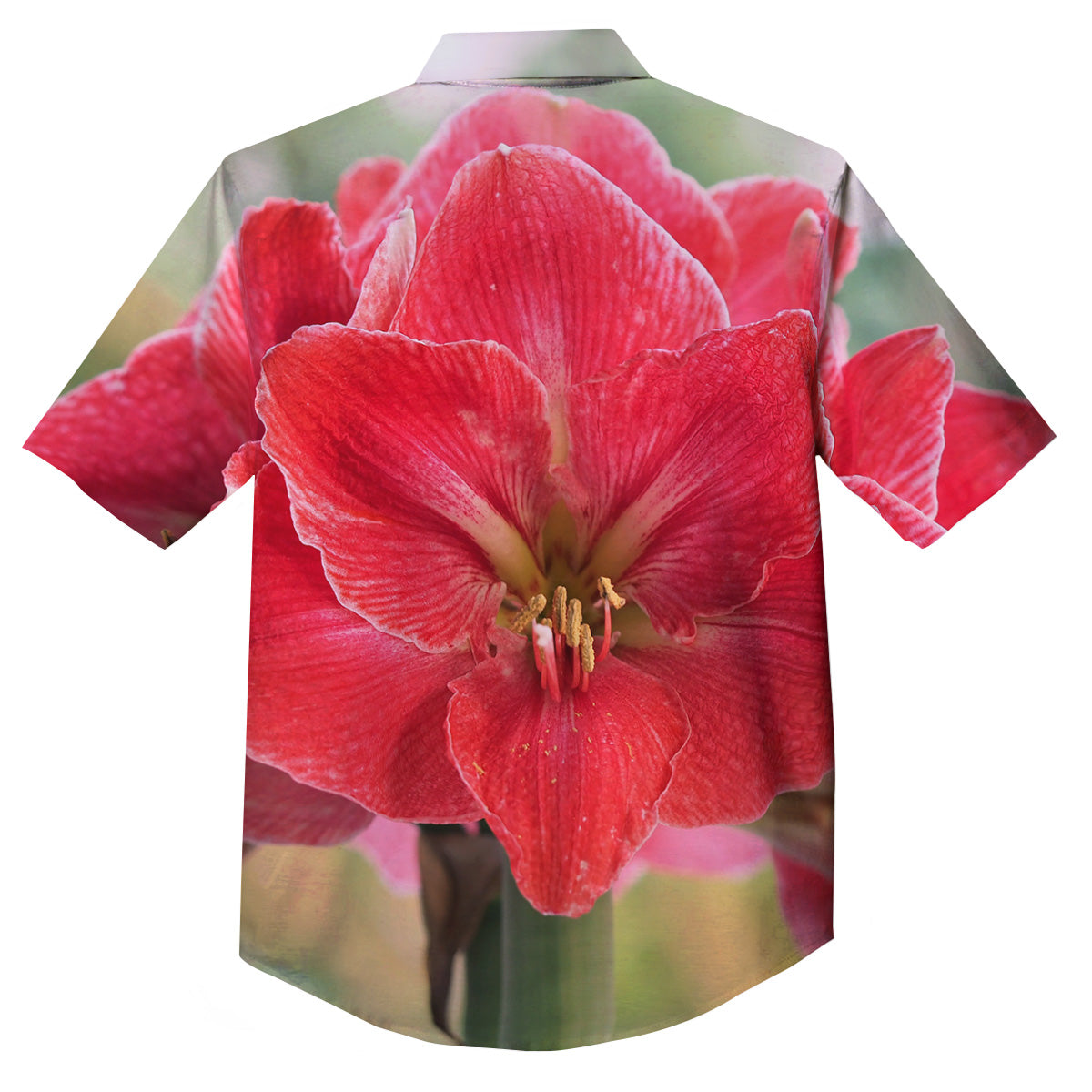 Fresh Amaryllis Print Button Up Shirt-grizzshop
