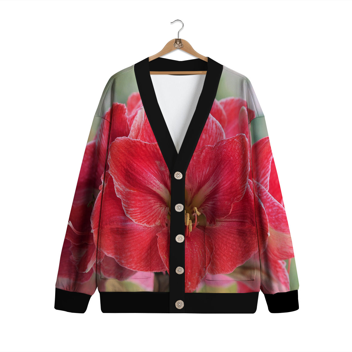 Fresh Amaryllis Print Cardigan-grizzshop