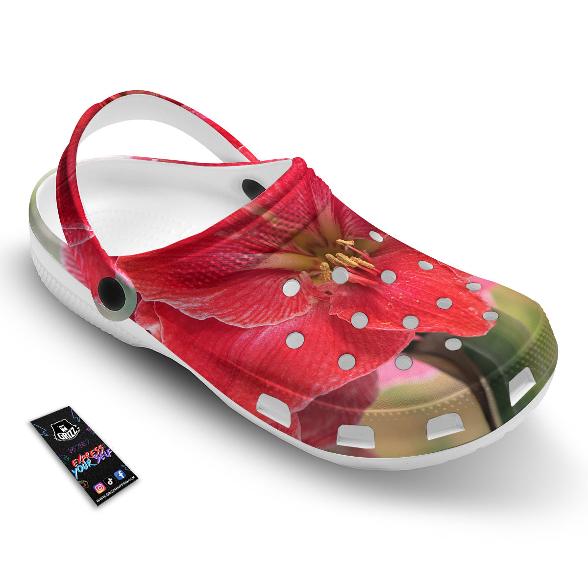 Fresh Amaryllis Print Clog-grizzshop