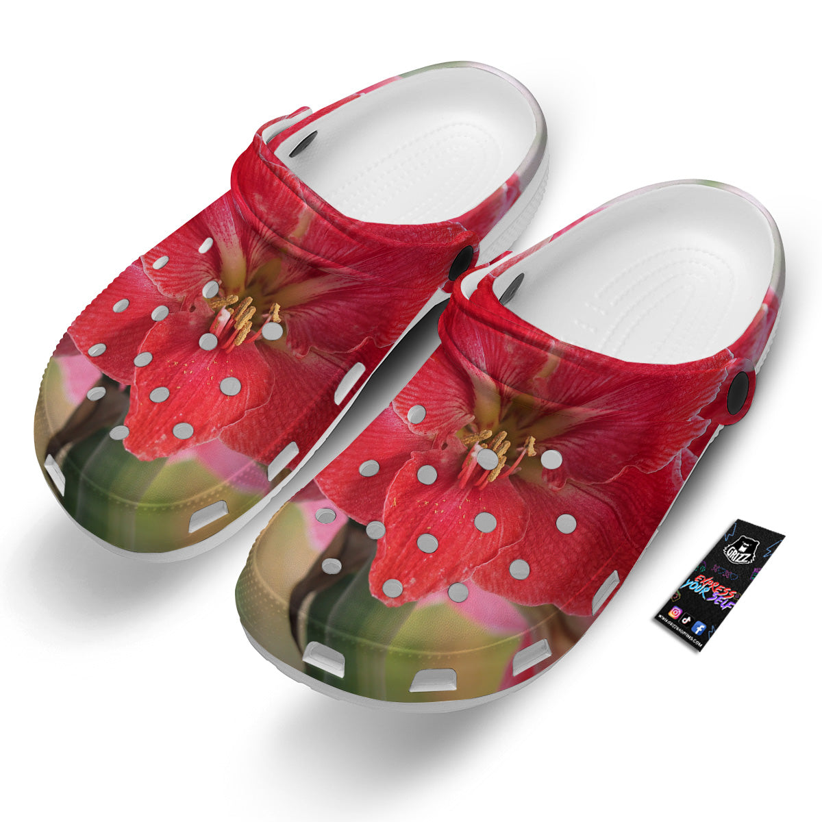 Fresh Amaryllis Print Clog-grizzshop
