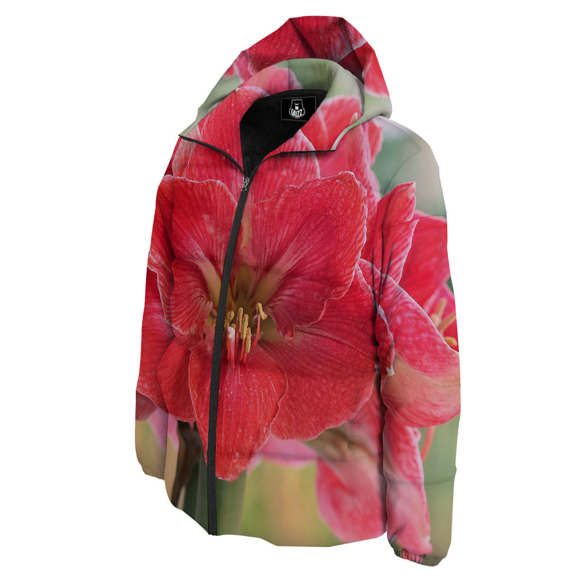 Fresh Amaryllis Print Down Jacket-grizzshop