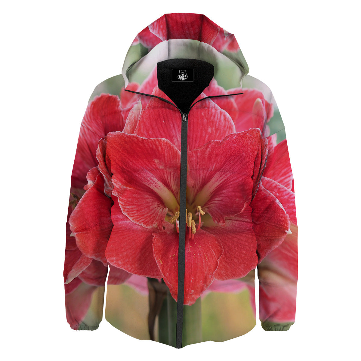 Fresh Amaryllis Print Down Jacket-grizzshop