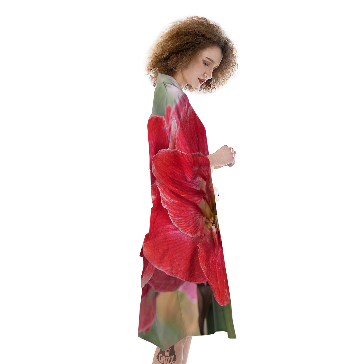 Fresh Amaryllis Print Kimono-grizzshop