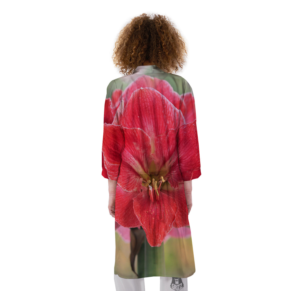 Fresh Amaryllis Print Kimono-grizzshop