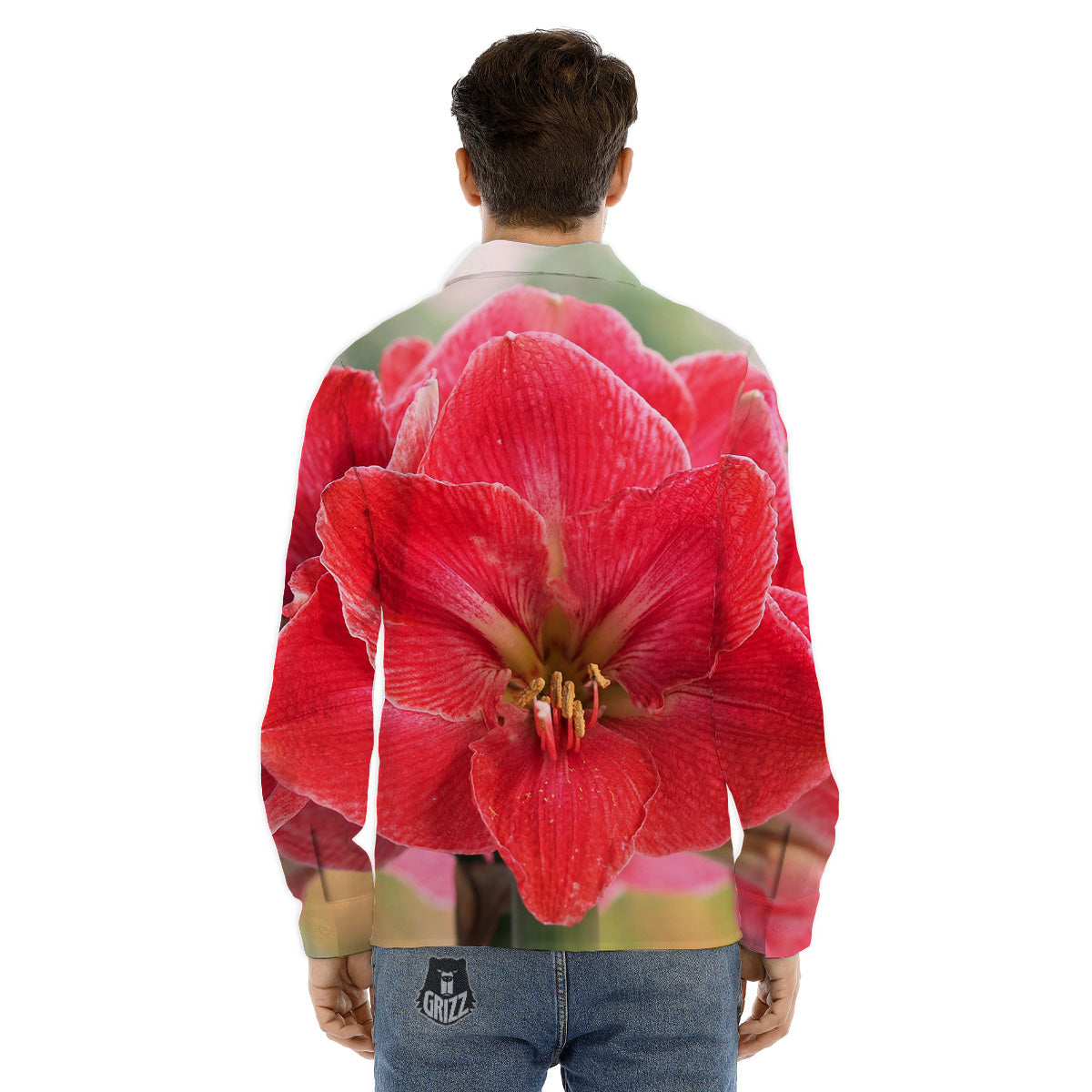 Fresh Amaryllis Print Men's Dress Shirts-grizzshop