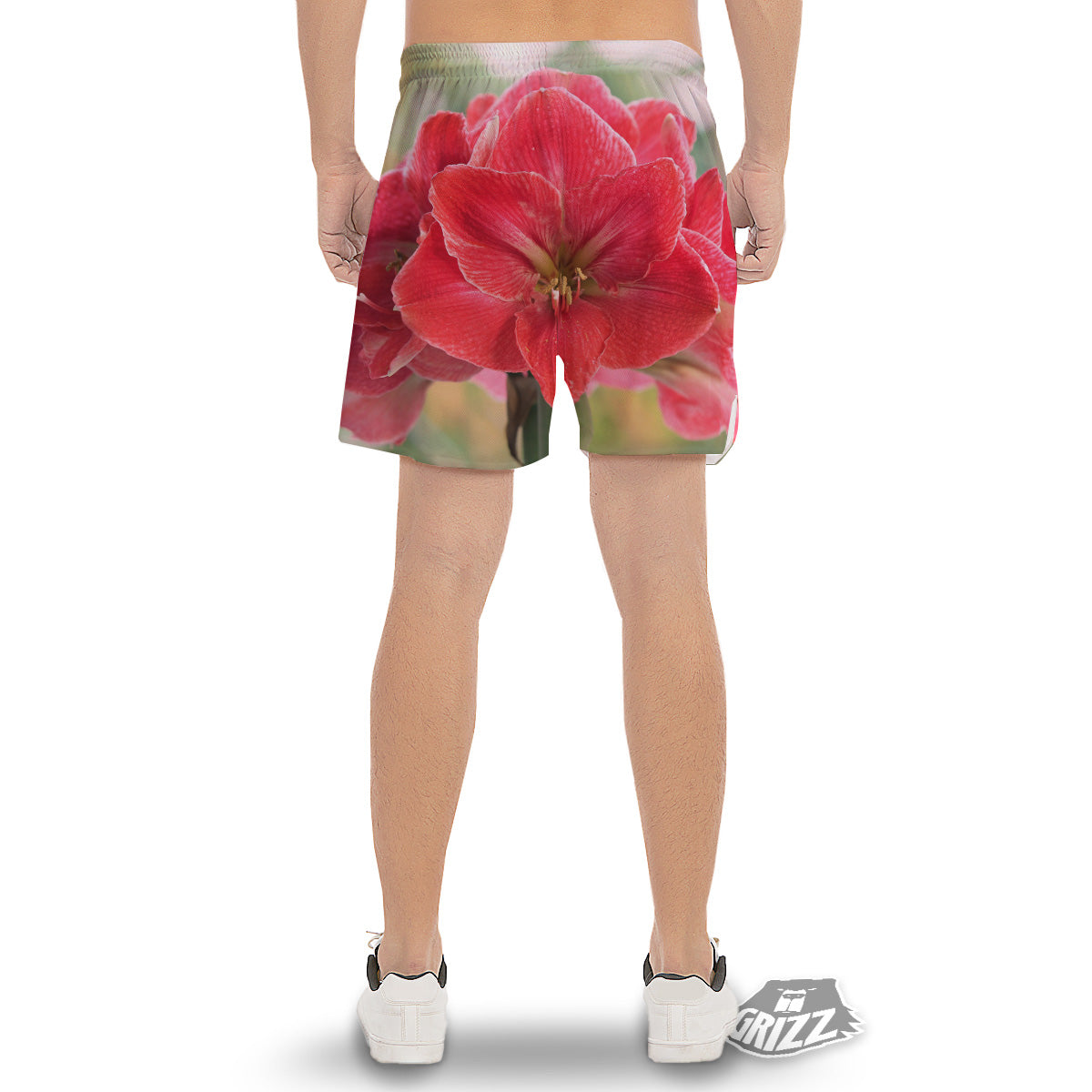 Fresh Amaryllis Print Men's Gym Shorts-grizzshop