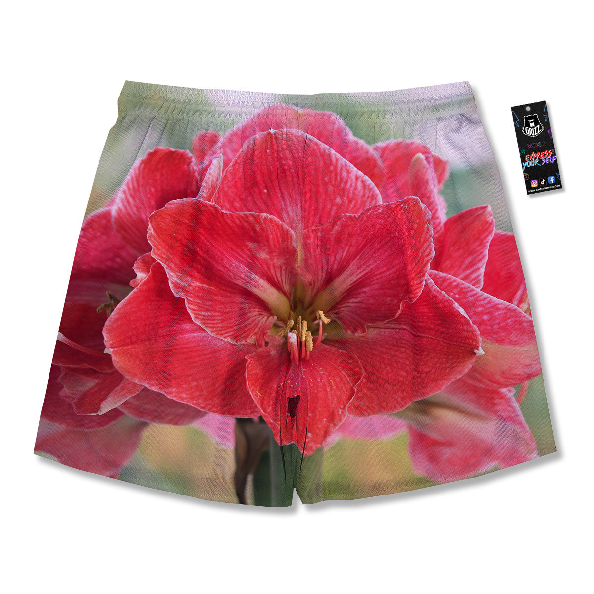 Fresh Amaryllis Print Men's Running Shorts-grizzshop