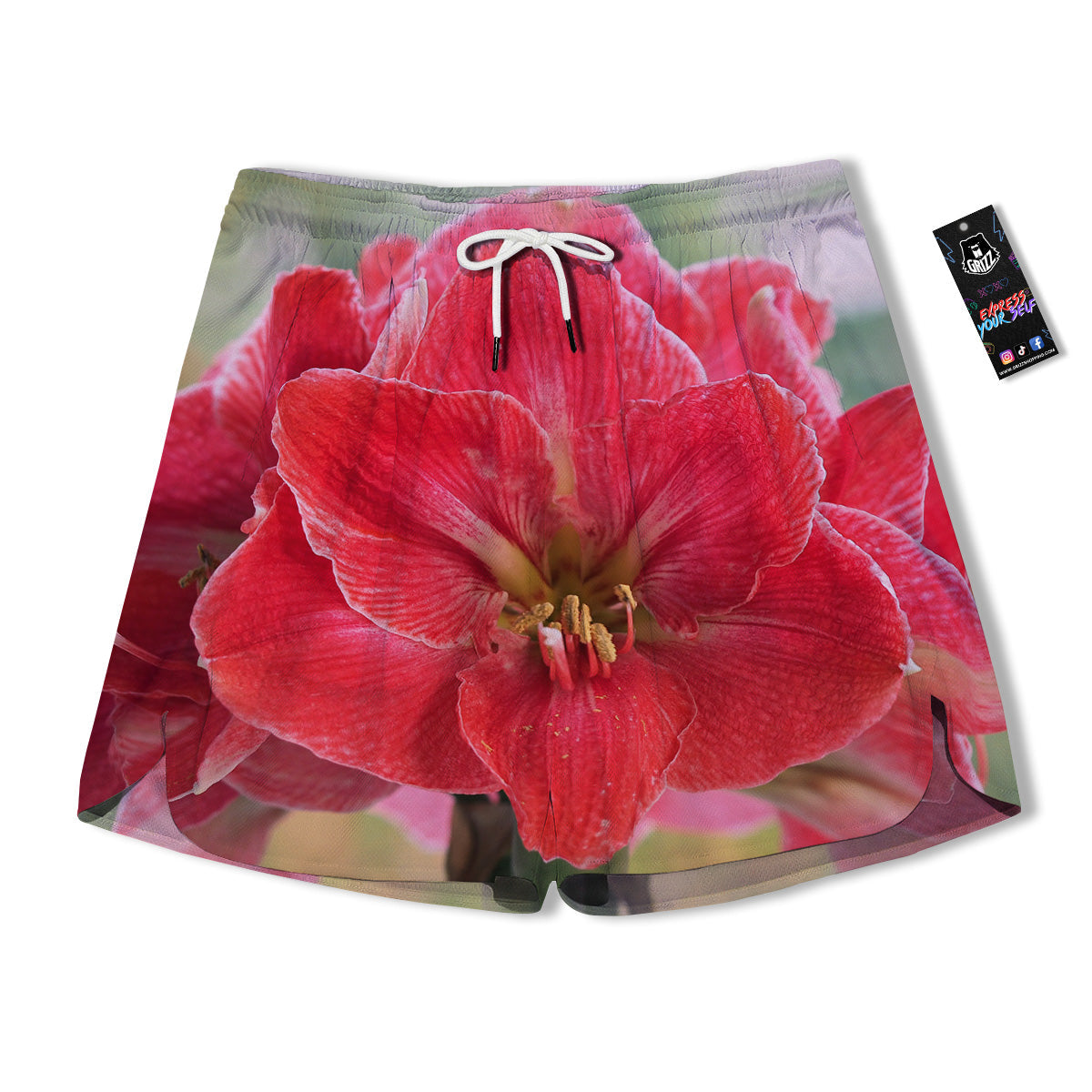 Fresh Amaryllis Print Men's Running Shorts-grizzshop