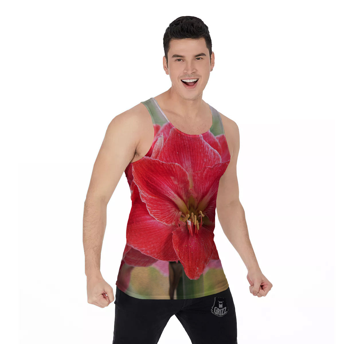 Fresh Amaryllis Print Men's Tank Top-grizzshop