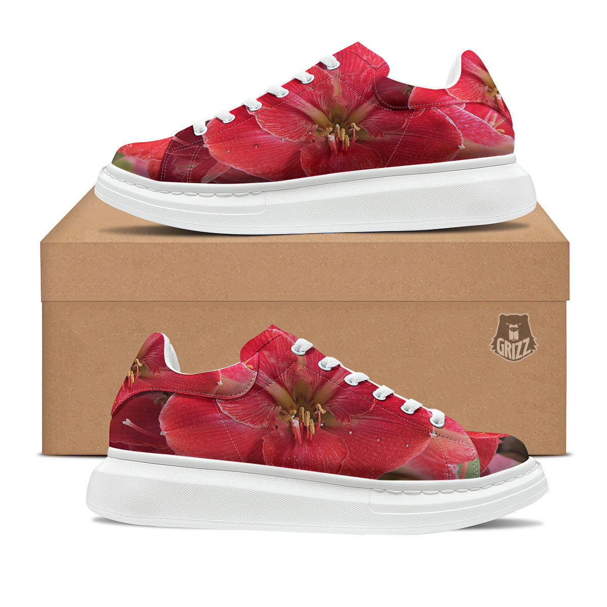 Fresh Amaryllis Print Platform Shoes-grizzshop