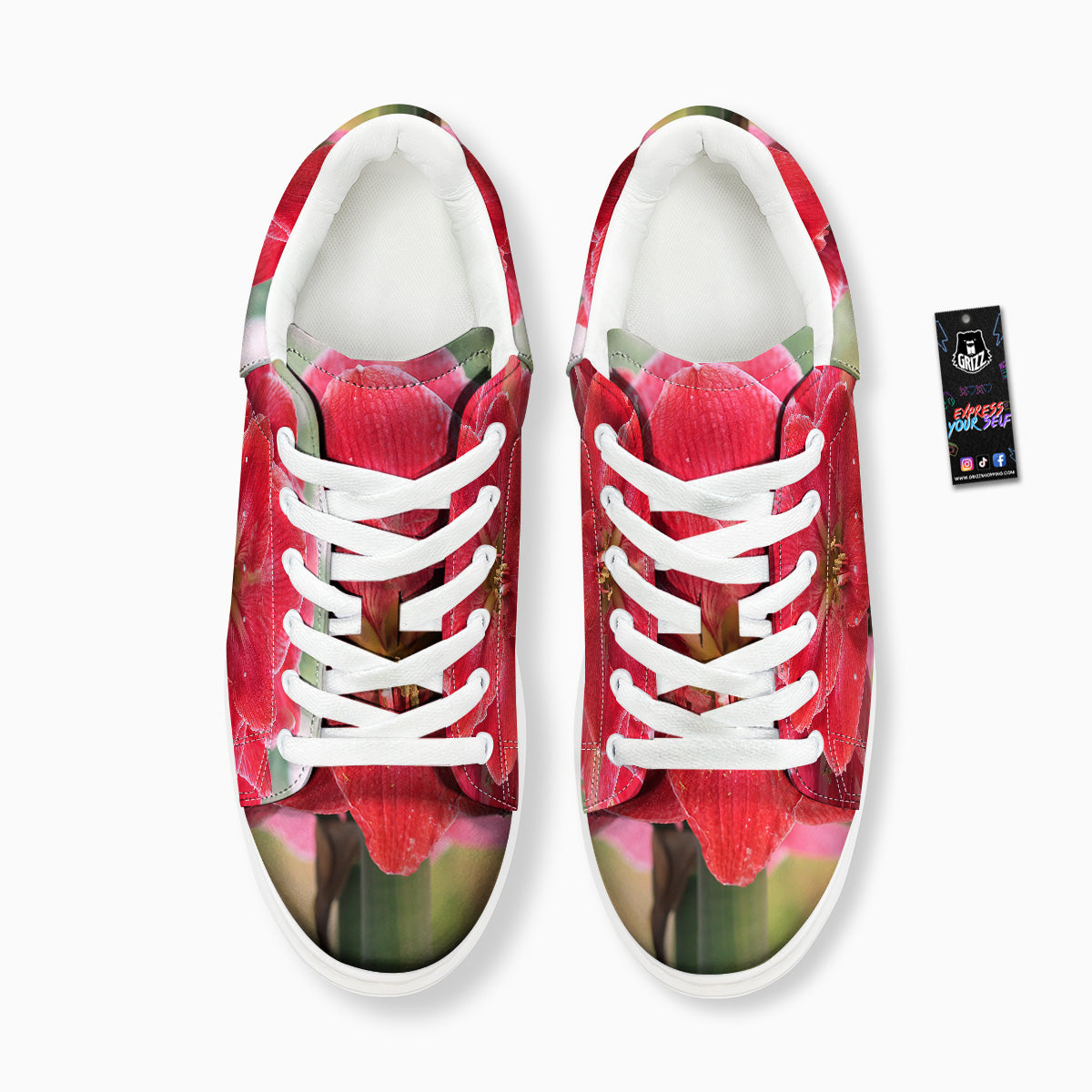 Fresh Amaryllis Print Platform Shoes-grizzshop