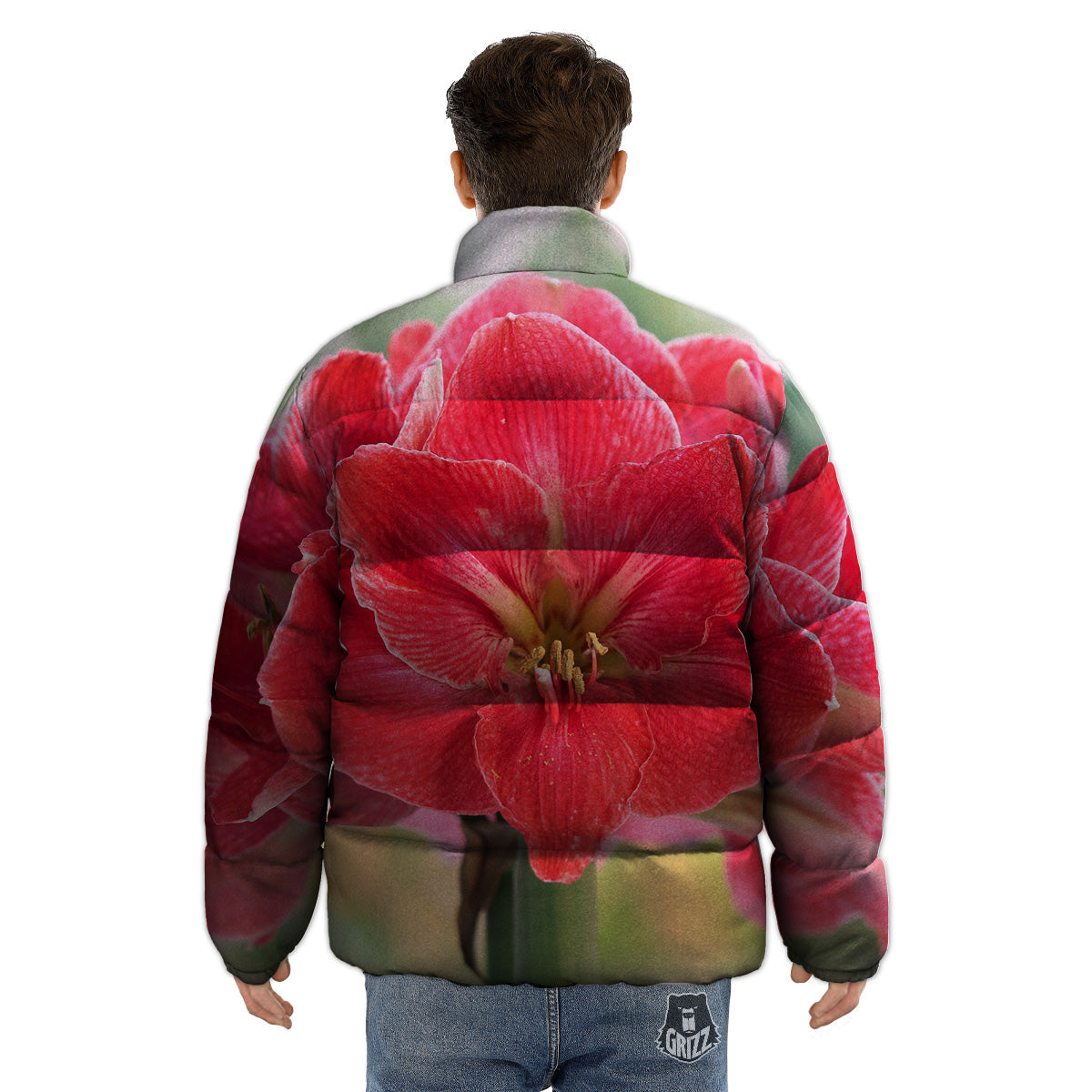 Fresh Amaryllis Print Puffer Jacket-grizzshop