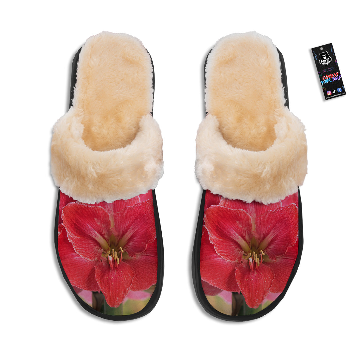 Fresh Amaryllis Print Slippers-grizzshop