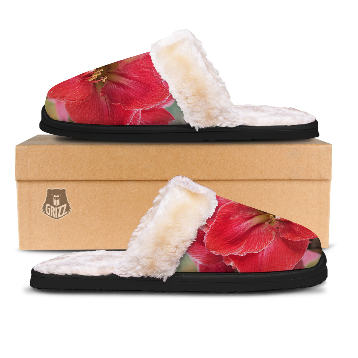 Fresh Amaryllis Print Slippers-grizzshop