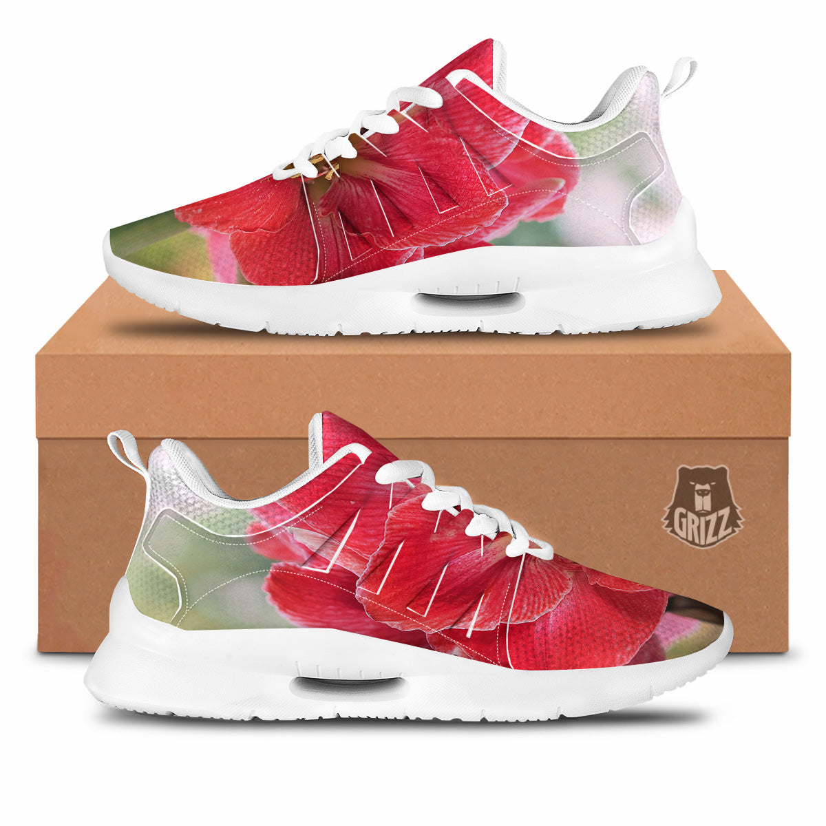 Fresh Amaryllis Print Tennis Shoes-grizzshop