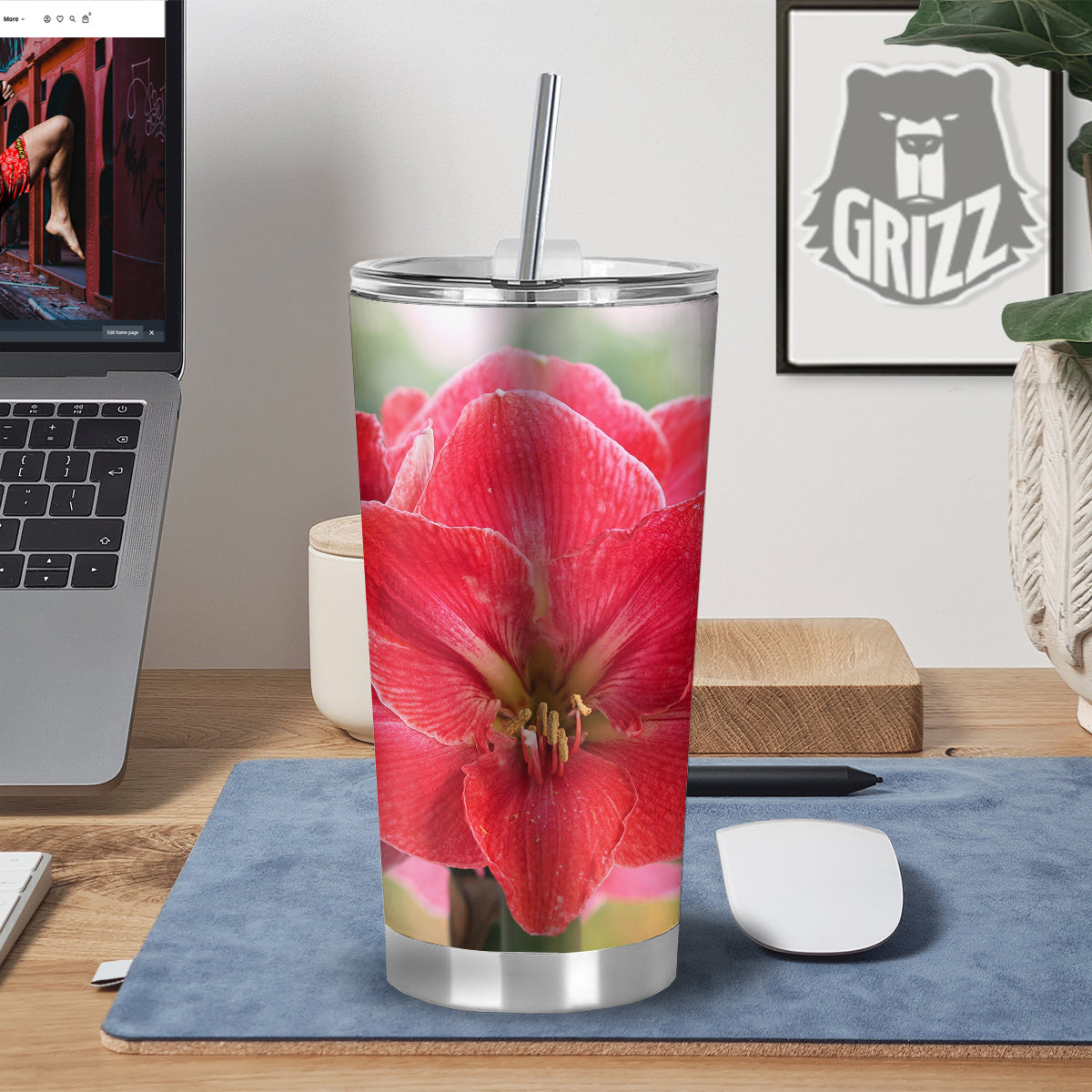 Fresh Amaryllis Print Tumbler-grizzshop