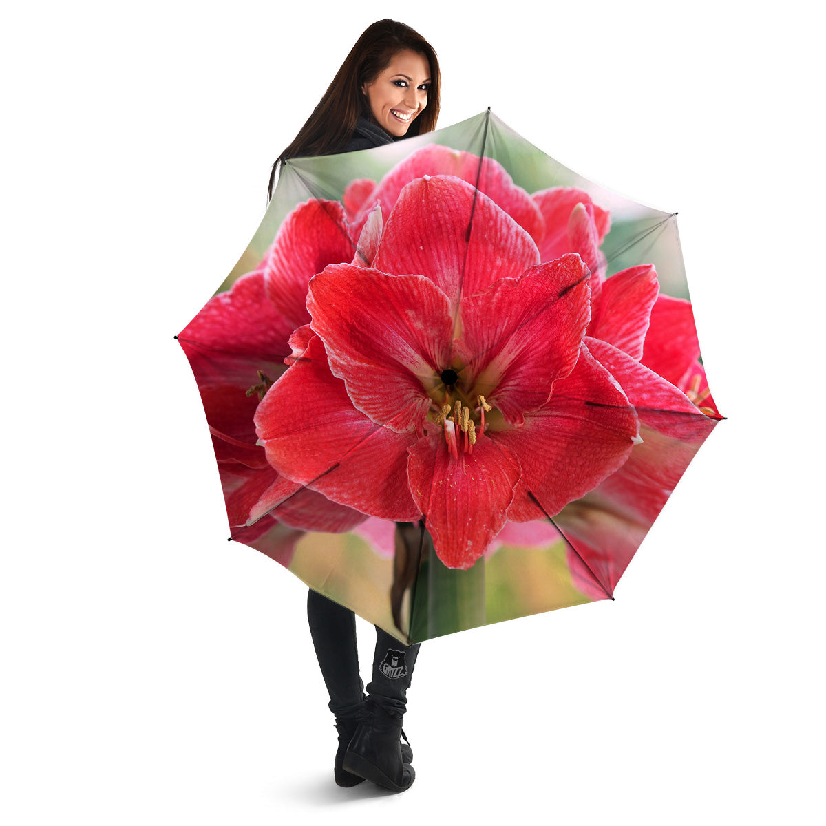 Fresh Amaryllis Print Umbrella-grizzshop