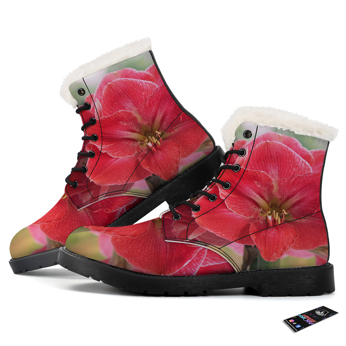 Fresh Amaryllis Print Winter Boots-grizzshop
