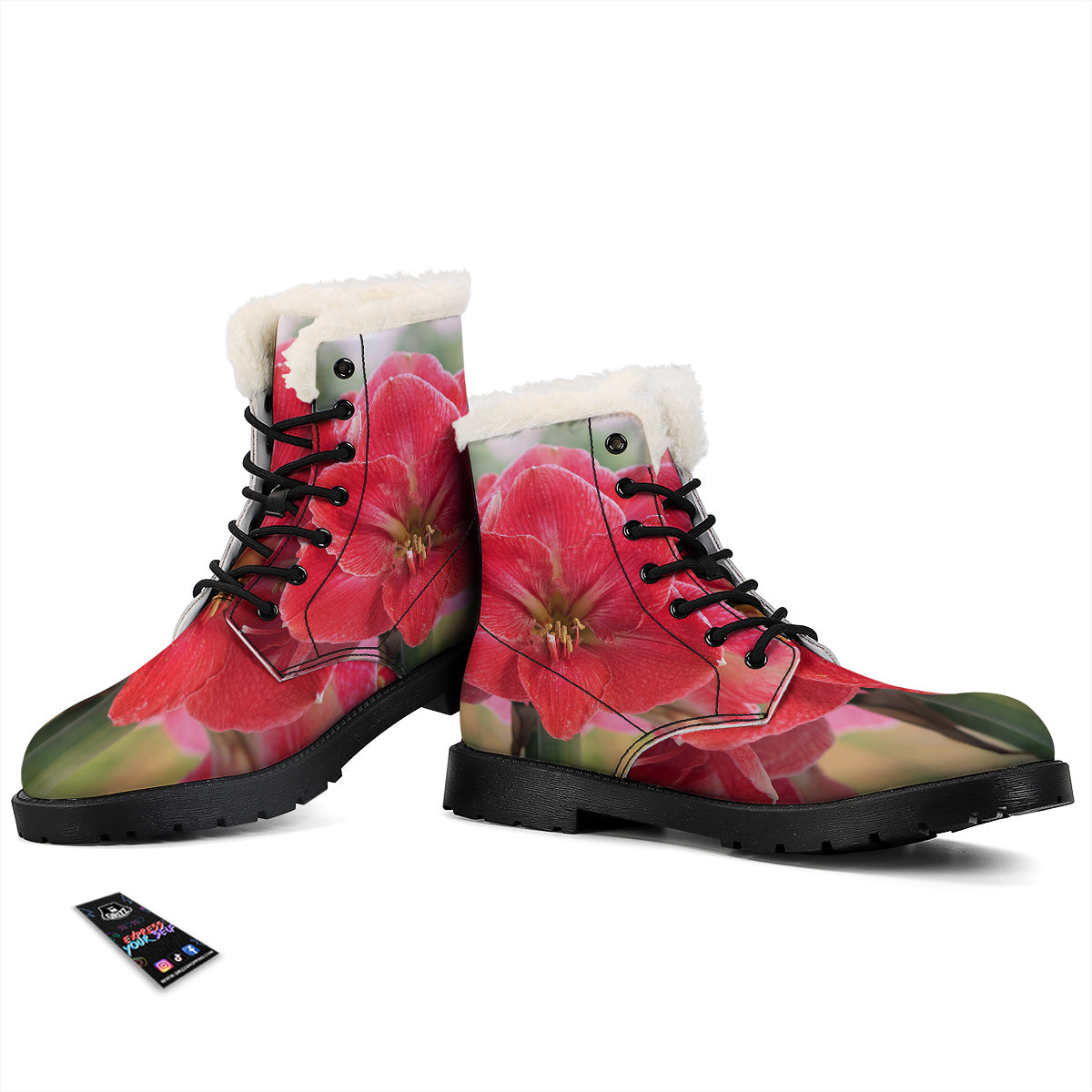 Fresh Amaryllis Print Winter Boots-grizzshop
